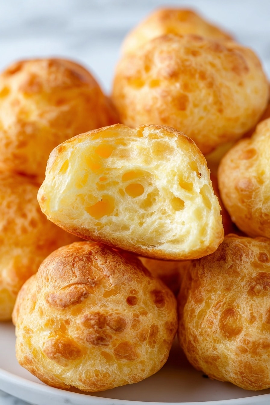 Slow Cooker Candied Kielbasa, kielbasa appetizer, easy slow cooker recipes, party finger foods, savory sweet sausage dish - A white bowl lined with a white cloth holds about twenty small, round, golden-yellow puffs with a slightly shiny, smooth, and textured surface that shows small bubbly spots. The puffs look soft and light, with a crispy outer layer and a warm color that ranges from pale yellow to deeper golden tones. The bowl is resting on a white marbled surface, with a few of the puffs scattered outside the bowl. Photo taken with an iphone --ar 2:3 --v 7