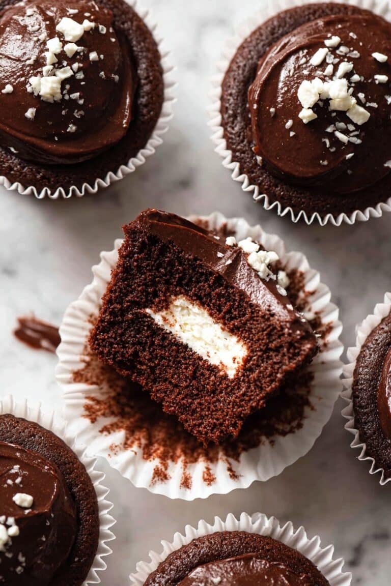 Vanilla Cream Filled Chocolate Ganache Cupcakes Recipe