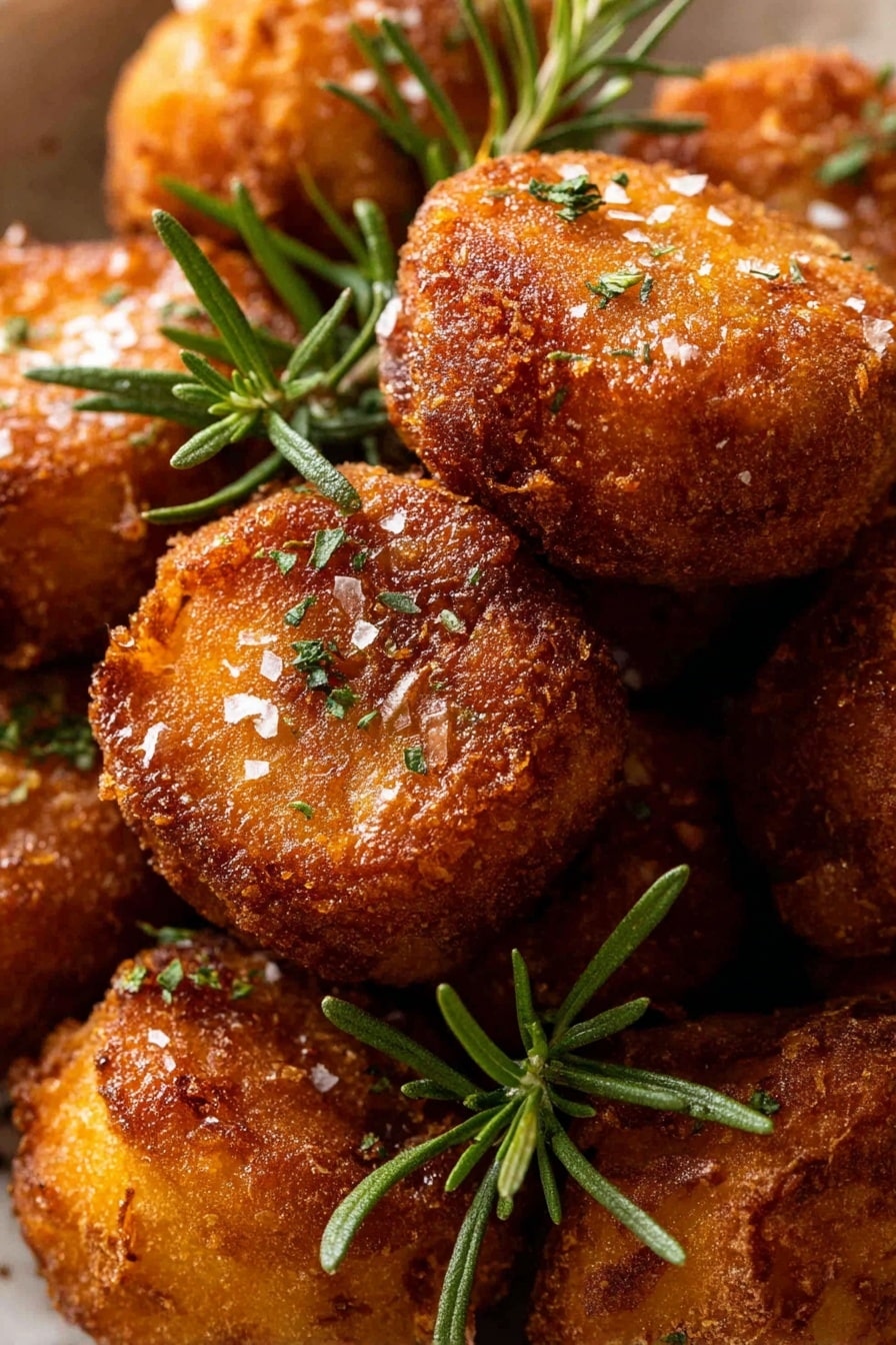 Duck Fat Potatoes, Crispy Roast Potatoes, Best Roast Potatoes, Easy Roast Potato Recipe, Golden Roast Potatoes - The image shows a white bowl filled with crispy roasted potato halves stacked on top of each other. The potatoes have a golden brown, crunchy skin with a slightly darker, caramelized edge. They are sprinkled with coarse sea salt and chopped fresh green rosemary leaves. There are also a few whole sprigs of rosemary placed on top and around the potatoes for garnish. The bowl is lined with white parchment paper, and the background is a white marbled surface. photo taken with an iphone --ar 2:3 --v 7