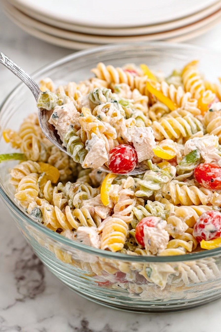 Chicken Bacon Ranch Pasta Salad Recipe - Serving Suggestion