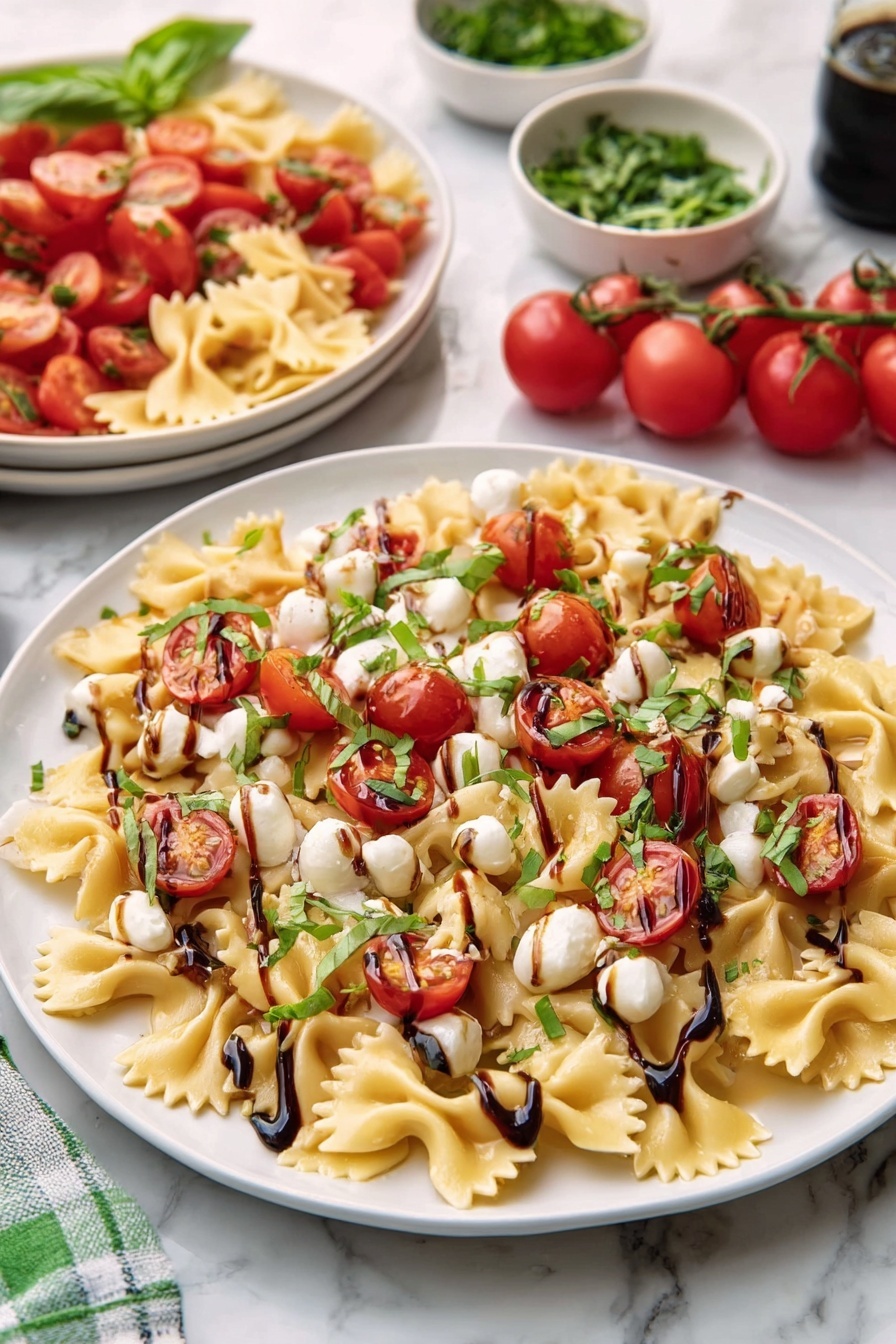 Caprese Pasta Salad with Balsamic Glaze Recipe - Serving Suggestion