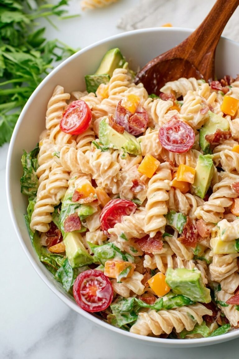 BLT Pasta Salad with Bacon and Avocado Recipe