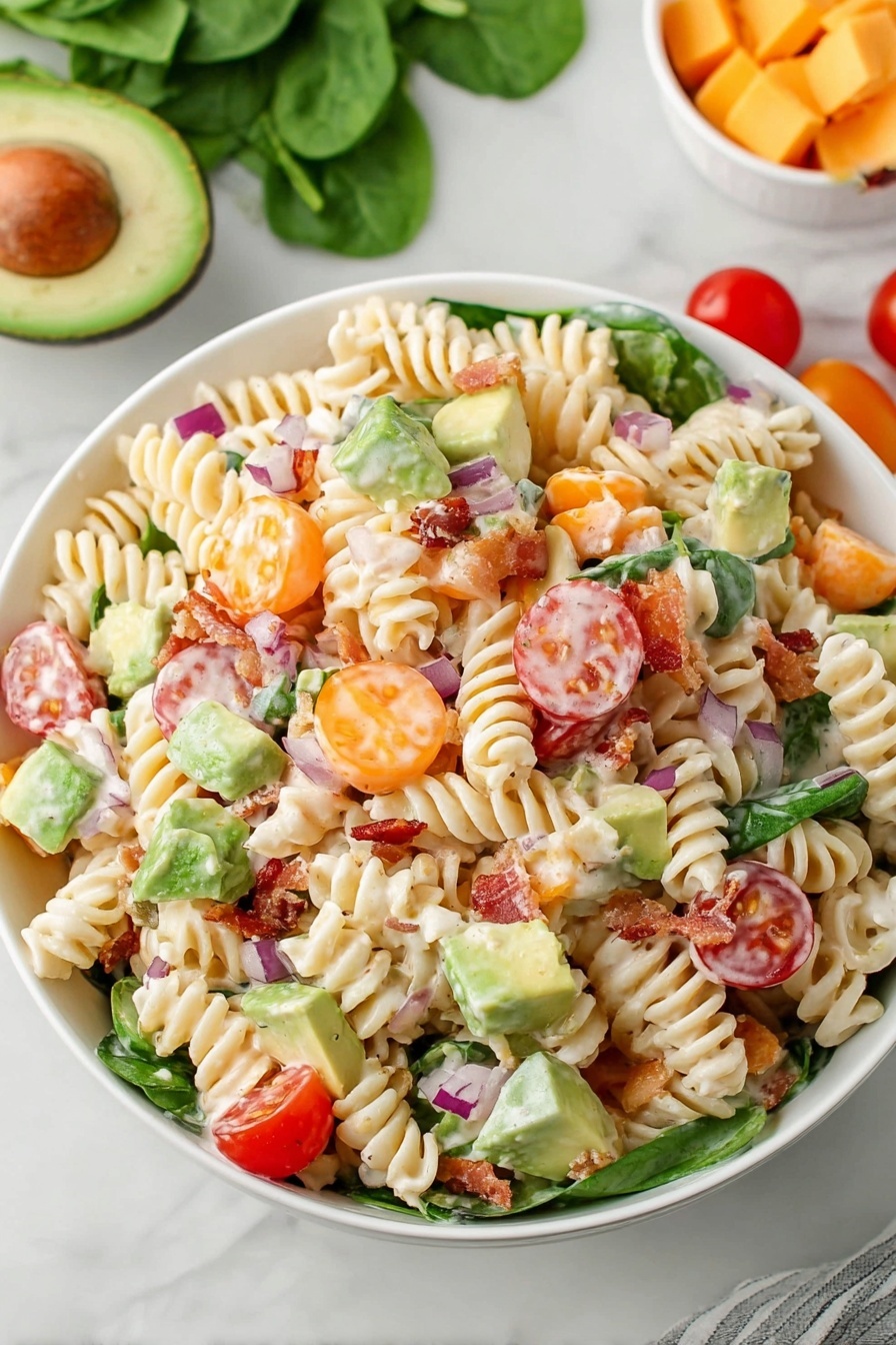 BLT Pasta Salad with Bacon and Avocado Recipe - Serving Suggestion