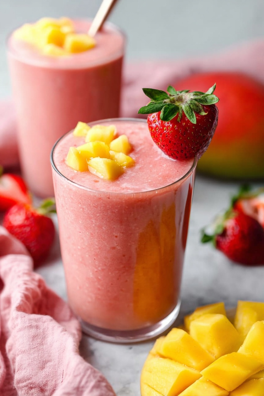 Refreshing Strawberry Mango Smoothie Recipe - Serving Suggestion