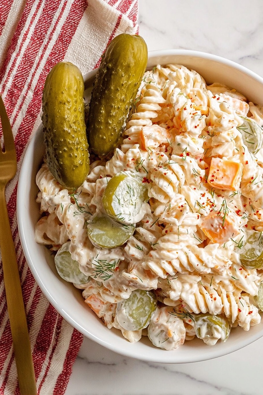 Dill Pickle Pasta Salad Recipe - Serving Suggestion