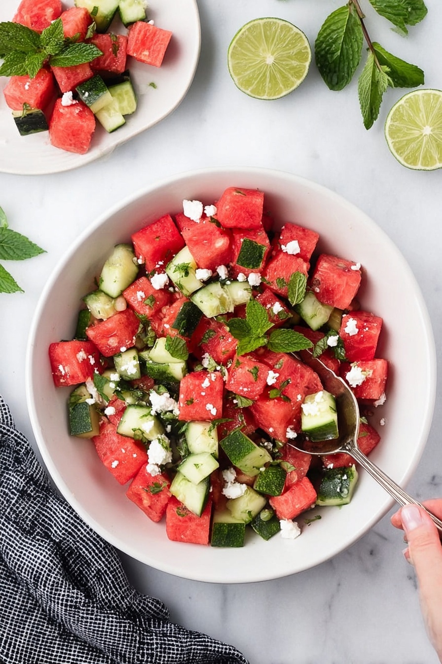 Refreshing Watermelon Salad with Feta and Mint Recipe - Serving Suggestion