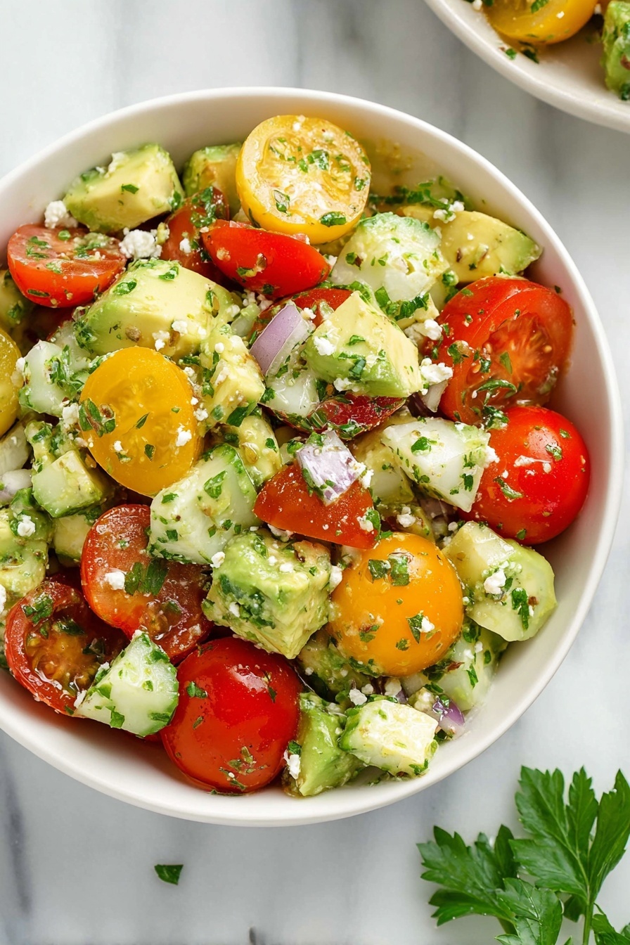 Refreshing Cucumber Tomato Avocado Salad Recipe - Serving Suggestion