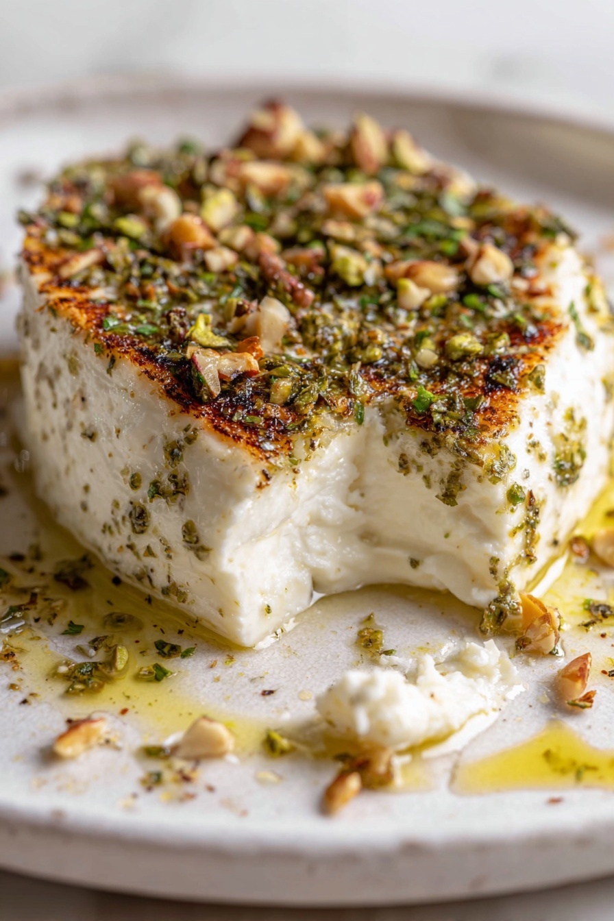 Grilled Feta with Chimichurri and Pistachios Recipe - Serving Suggestion