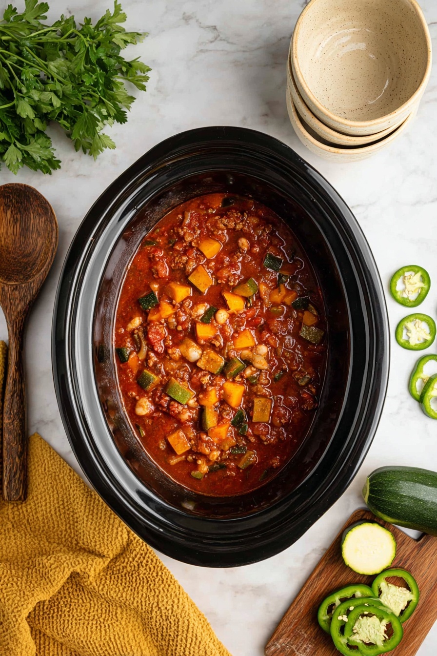Vegetarian Slow Cooker Chili Recipe - Serving Suggestion