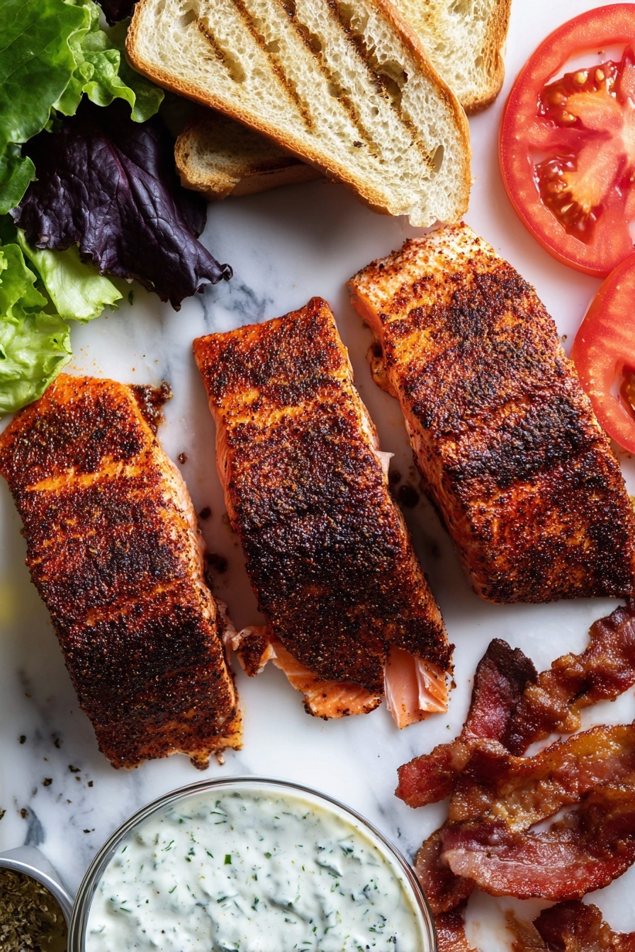 Grilled Salmon BLT with Charred Scallion Mayo Recipe - Serving Suggestion