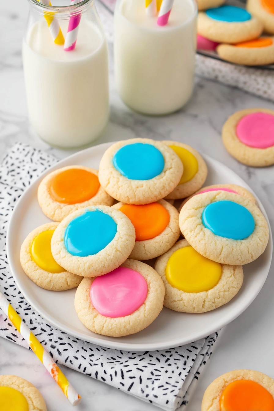 Thumbprint Cookies with Colored Icing Recipe - Serving Suggestion