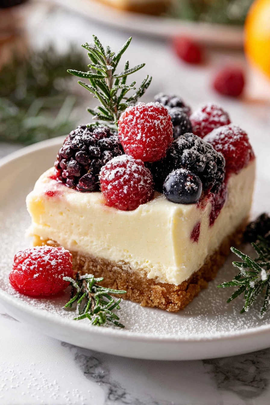 No-Bake Christmas Cheesecake Slab Recipe - Serving Suggestion