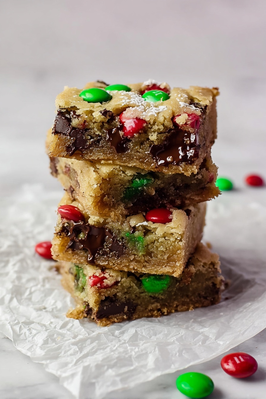 Chewy Christmas Blondies with M&M's Recipe - Serving Suggestion