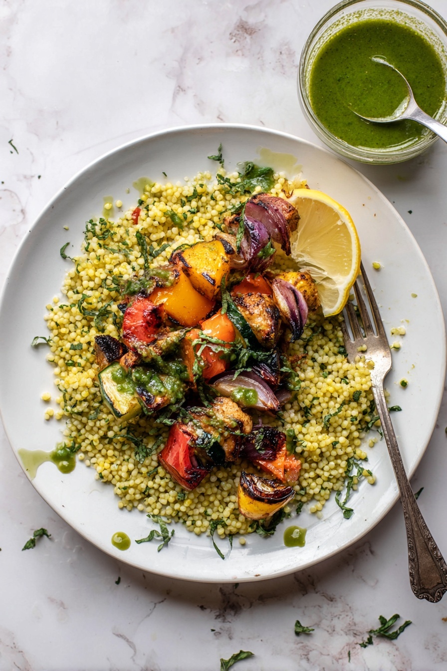 Grilled Chicken Skewers with Basil Couscous Recipe - Serving Suggestion