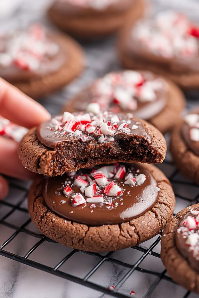 Peppermint Thumbprint Cookies with Chocolate Almond Recipe