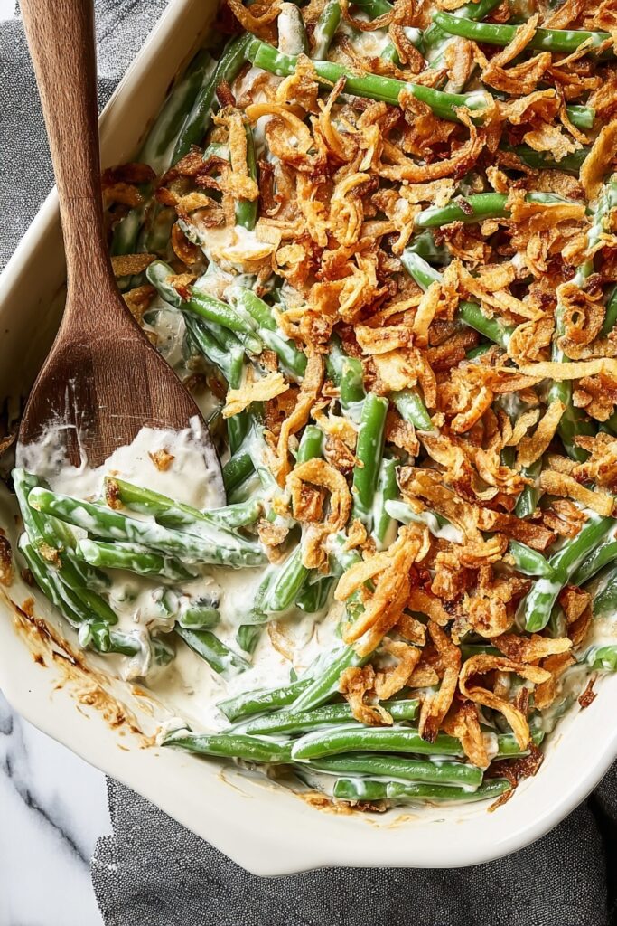 Creamy Green Bean Casserole with French Onions Recipe