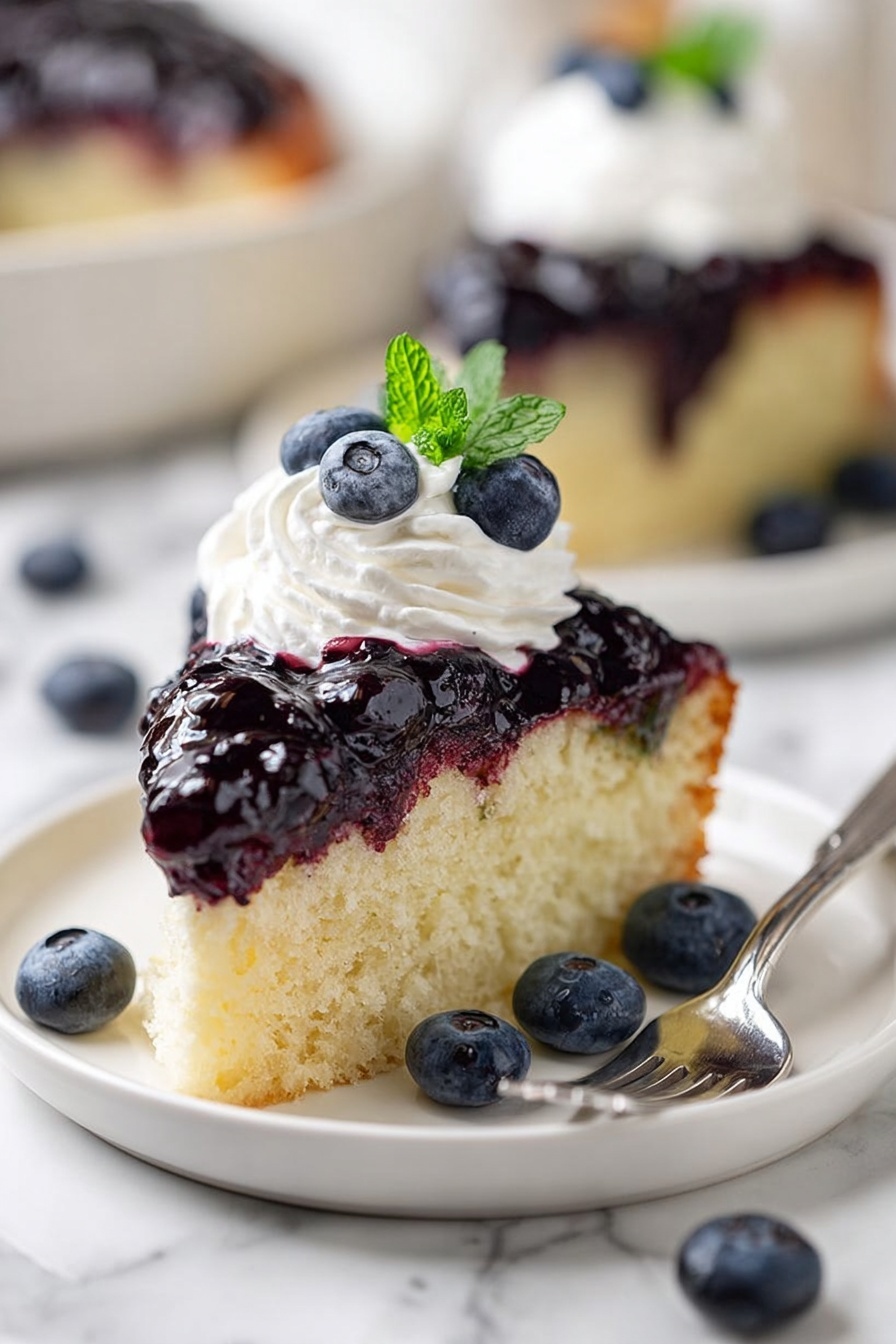 Blueberry Upside Down Cake Recipe - Serving Suggestion