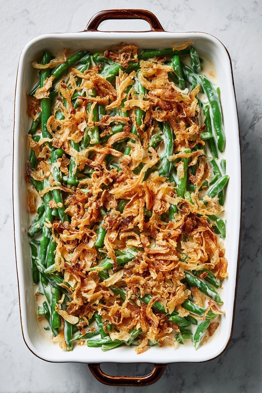 Creamy Green Bean Casserole with French Onions Recipe - Serving Suggestion