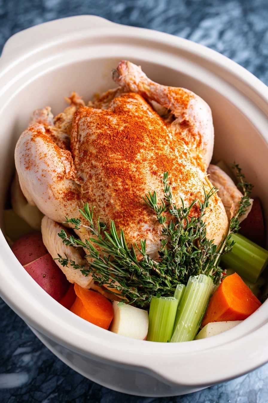 Slow Cooker Whole Chicken with Crispy Skin Recipe - Step by Step Instructions